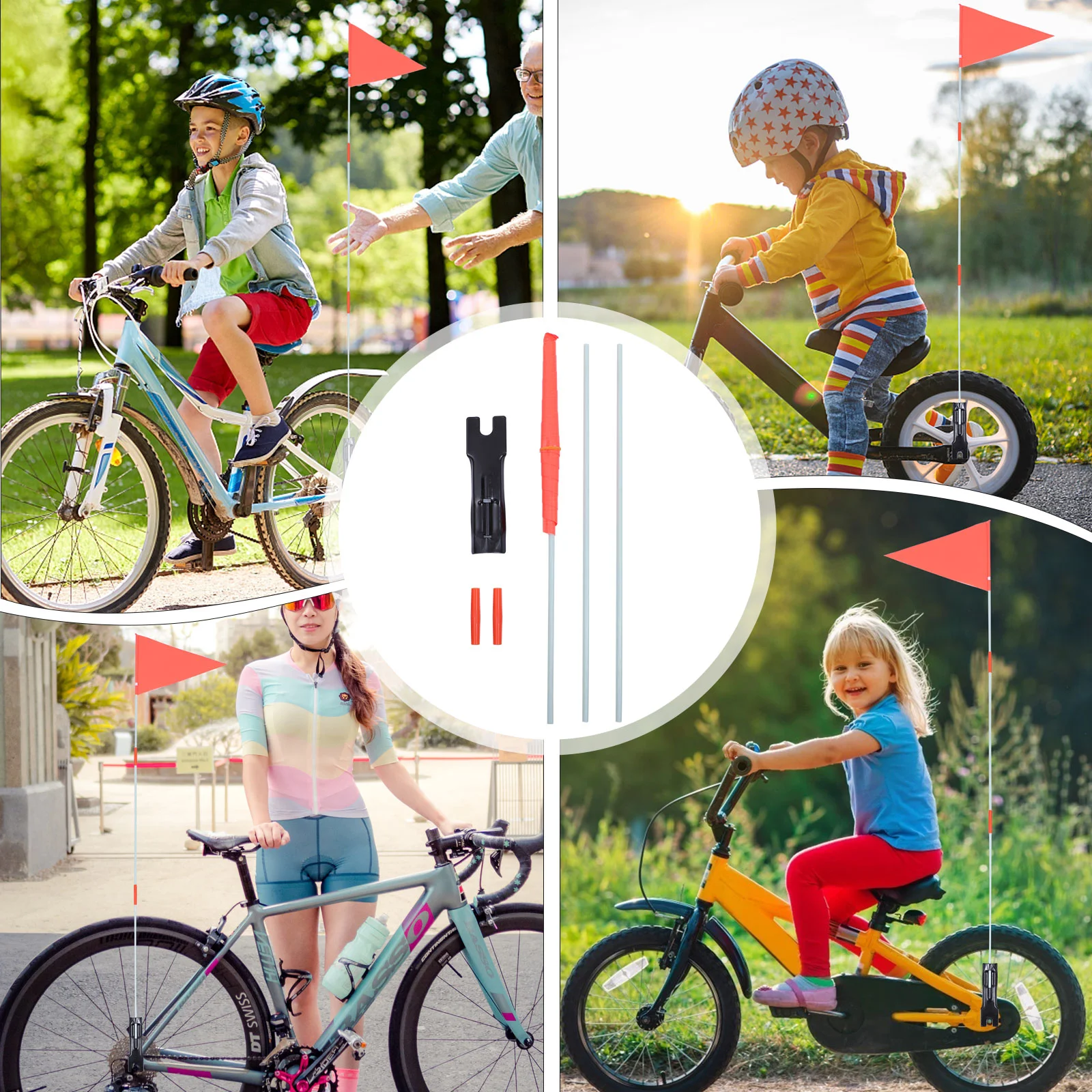 Tail Flag Bike Bicycles Safety Bikes Kids Cycling Accessories High Visibility with Pole Riding