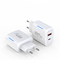 20W EU Dual Port Fast Charger, Type-C 20W + USB-A 18W European Wall Charger Block, PD3.0/QC3.0, for iPhone Samsung iPad Tablet