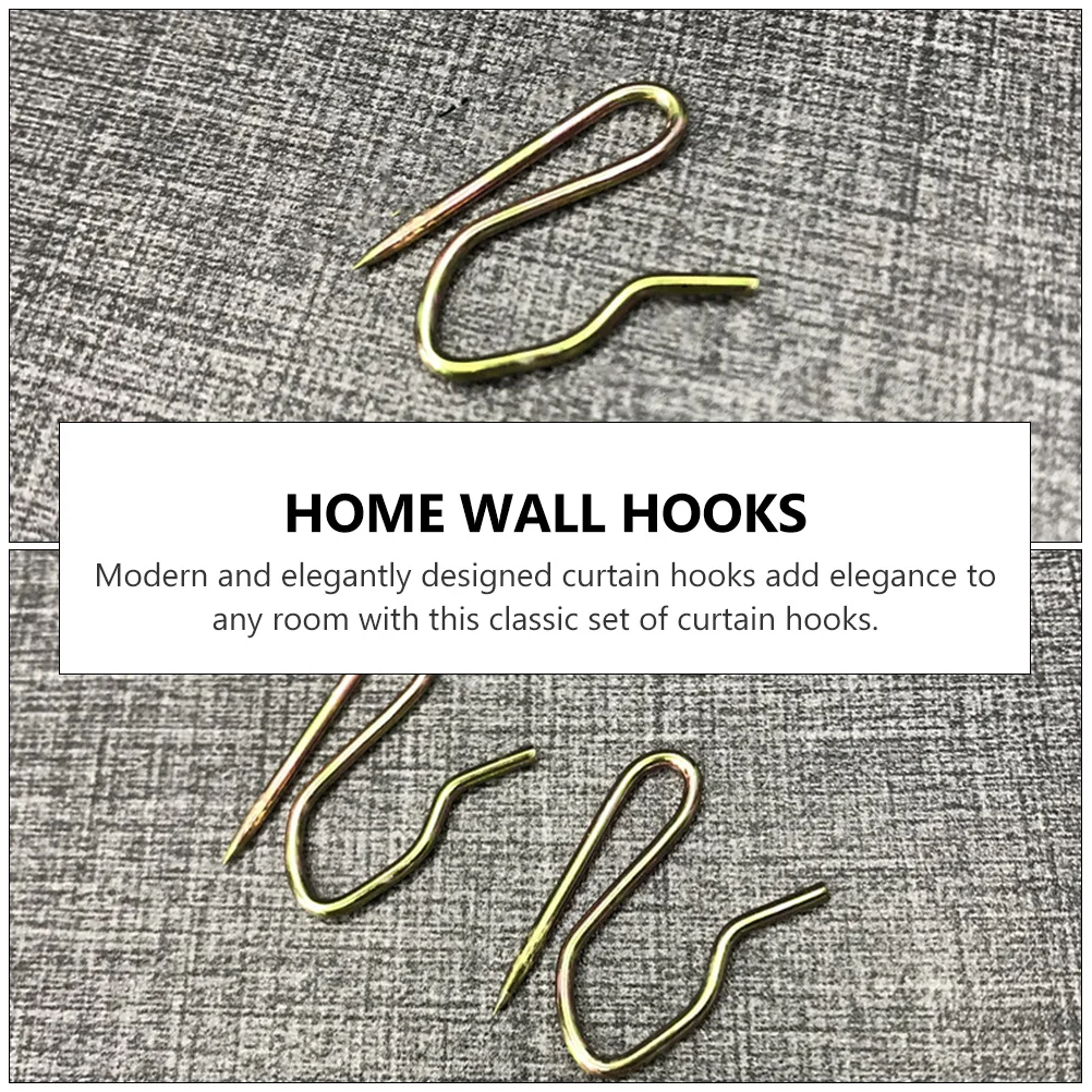 50 Pcs Curtain Hook Drapes Drapery Wall Mounted Home Decor Stainless Steel Hooks Simple Tiebacks Holder