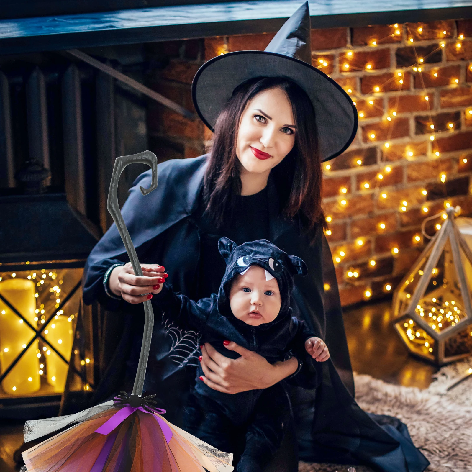 

Broom Halloween Witch Broom Prop Purple Lightweight Cosplay Party Decoration Plastic Broomstick Women Accessories DIY