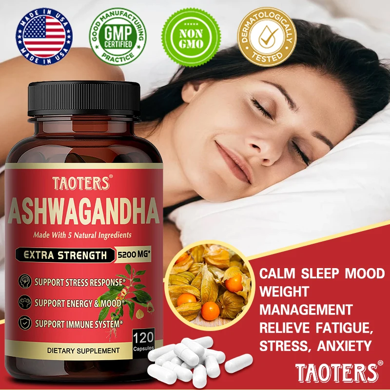 5in1 Ashwagandha Capsules - Equivalent To 5200 Mg Powder - Mood & Strength Support Supplement