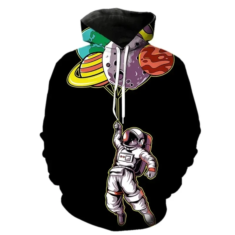 Cartoon Astronauten Muster Hoodies Modetrend Langarm Hip Hop 3D gedruckt Sweatshirt lässig Streetwear übergroße Pullover