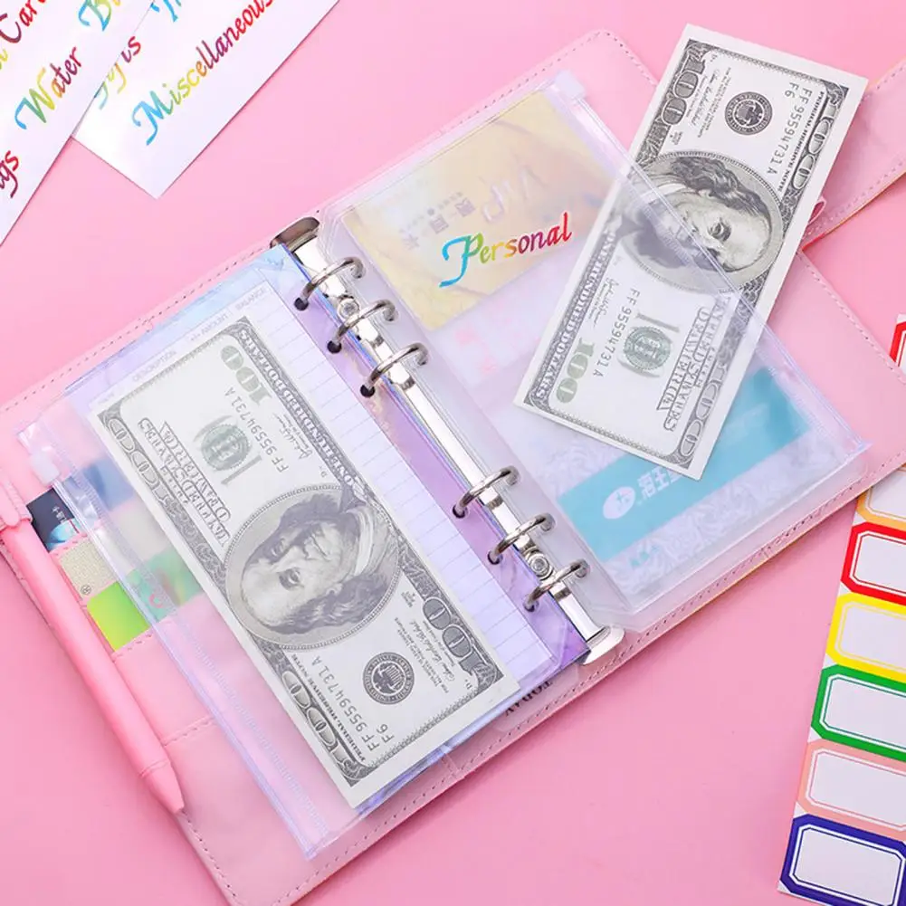 Notebook  Useful with Stickers And Ruler Stationery  A6 Zipper Envelopes Budgeting Money Organizer Book Binder Office Supplies