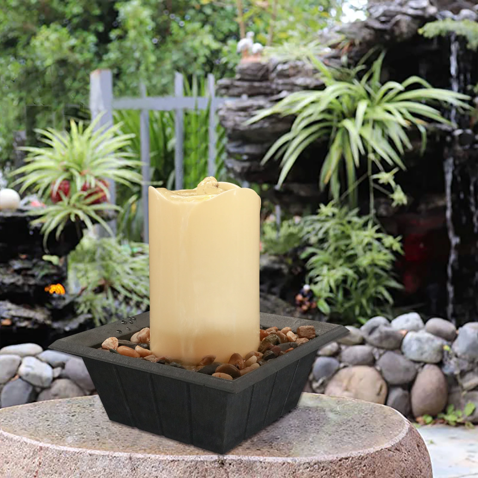 

Аксессуары для украшения дома, комнатный фонтан со светодиодной подсветкой, теплый белый мигающий фонтан-свеча