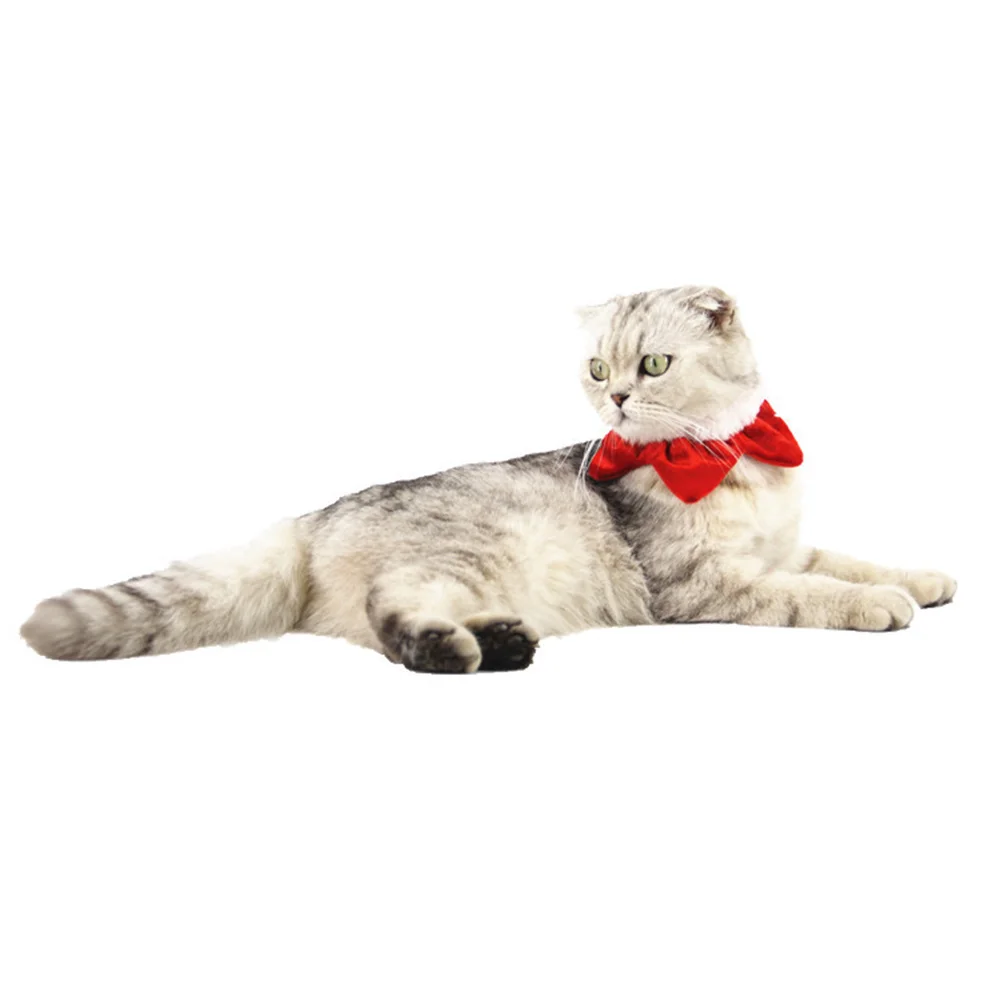 

Pet Necktie Collar Red White Five-Pointed Star Design Festive Pet Collar For Dog Christmas Necktie Accessory