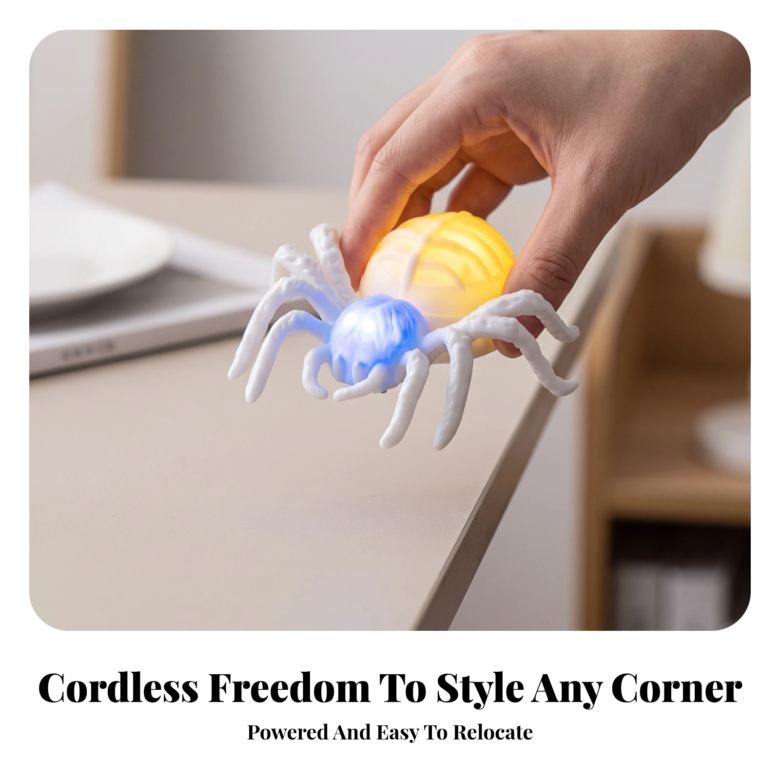 Spider Night Light Compact Spider Light with LED Nightlight Energy Efficient Soft Warm for Halloween, Party