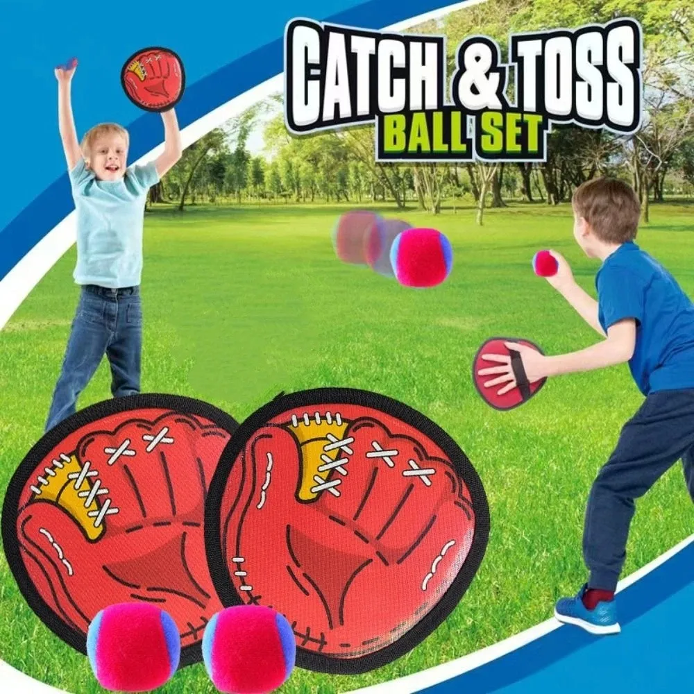 Gioco creativo con la palla da catturare, racchetta magica, palla da lancio colorata, palla aggraffata a mano, guanto da cattura, gioco all'aperto per bambini