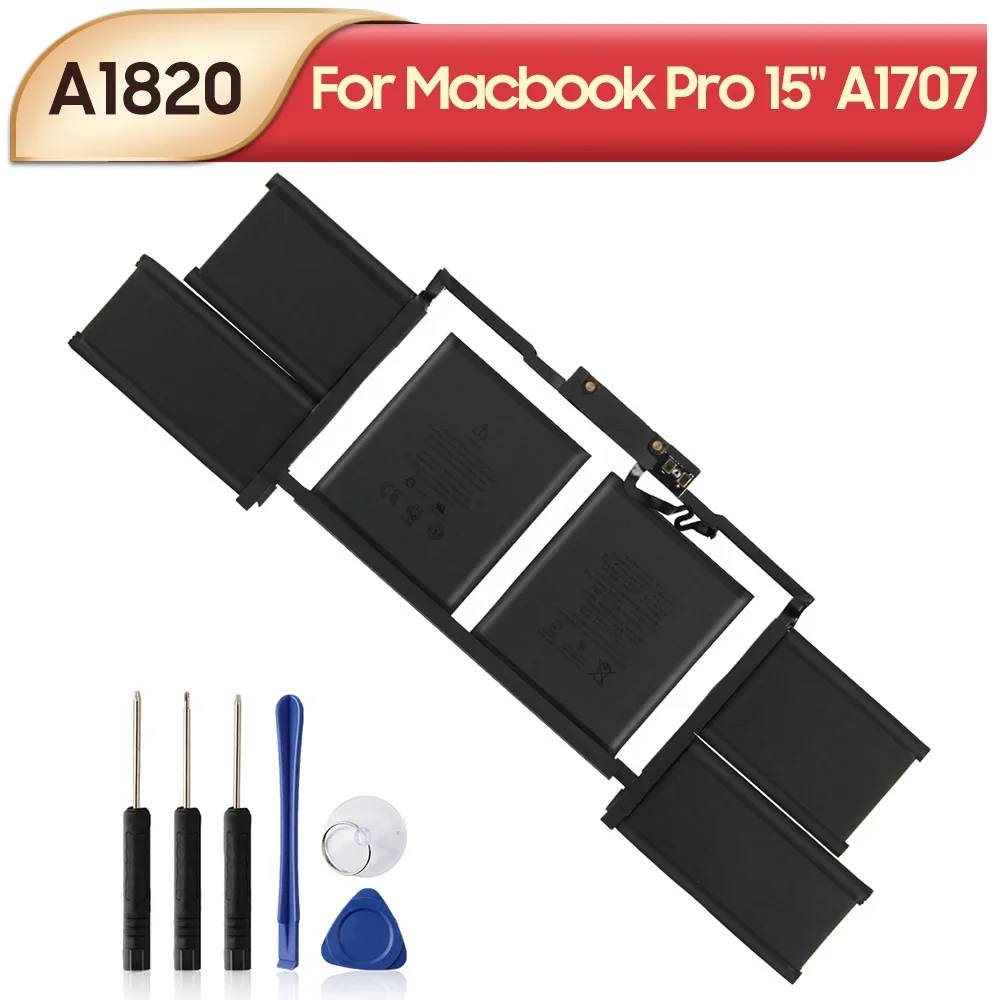 

New Replacement Battery A1820 For Apple Macbook Pro 15" A1707 2016 2017 year MLH32CH/A MLW82CH/A 6667mAh with Tools