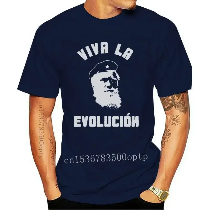 Man Clothing Viva-La Evolucion T-Shirt Charles-Darwin Evolution Funny Parody Vintage Biologist Geek Digital Print T Shirt