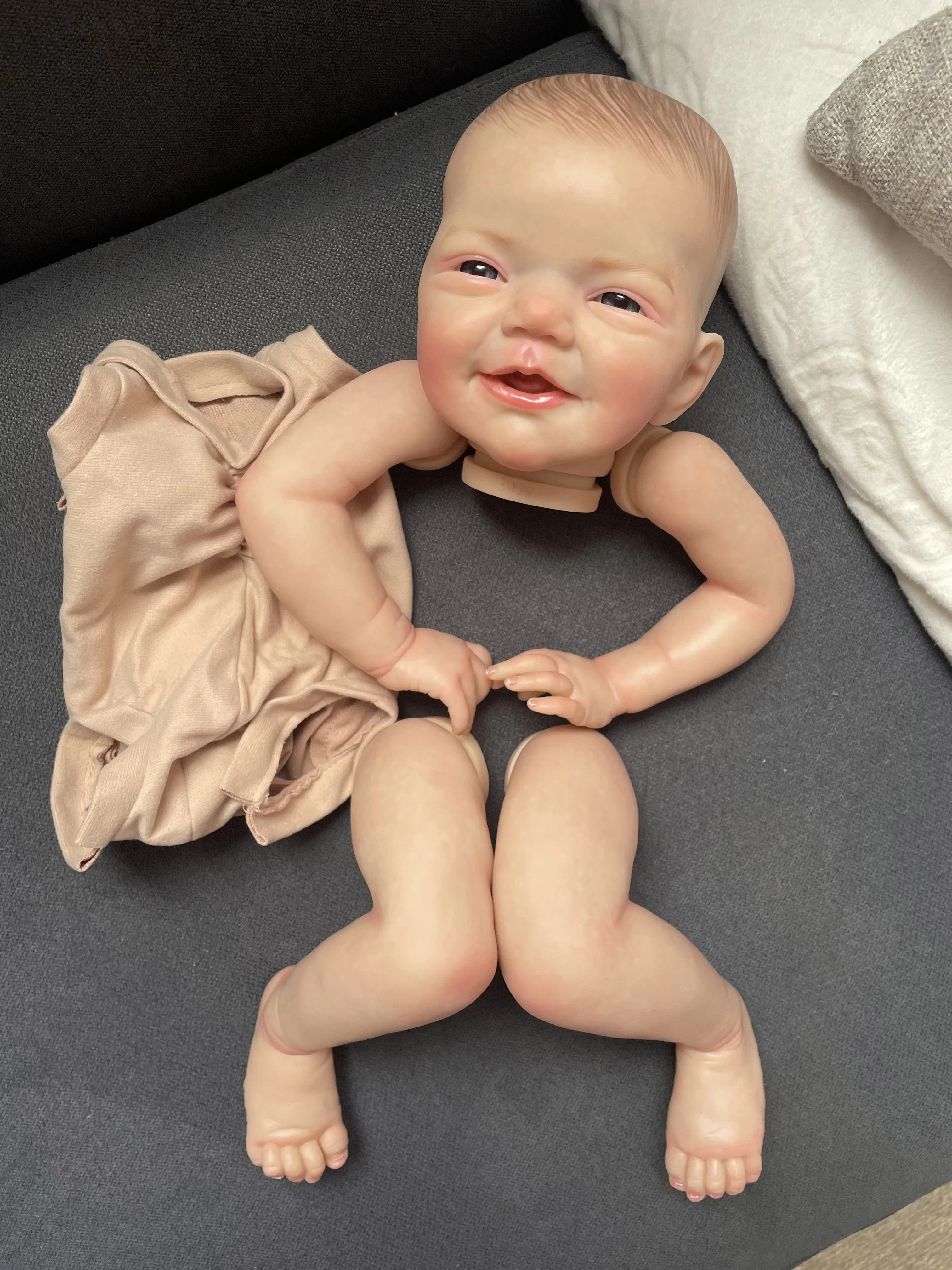 19‘’ Charlie Lifelike Reborn Doll Kits Multiple Layers Painting Doll Parts With Visible Veins Hand-draw Hair