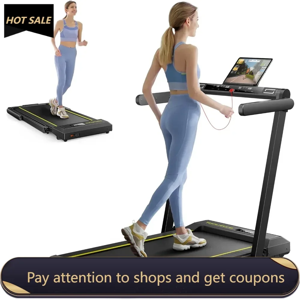 

2 in 1 Folding Treadmill, 2.5HP Under Desk Treadmill Portable Walking Pad Treadmills for Home Office with Dual LED Display