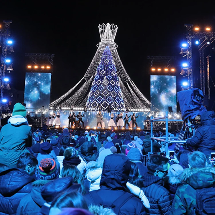 he-New Design Meters Outdoor Giant Christmas Tree with Warm White LED Lights Included for City Park square Decoration！
