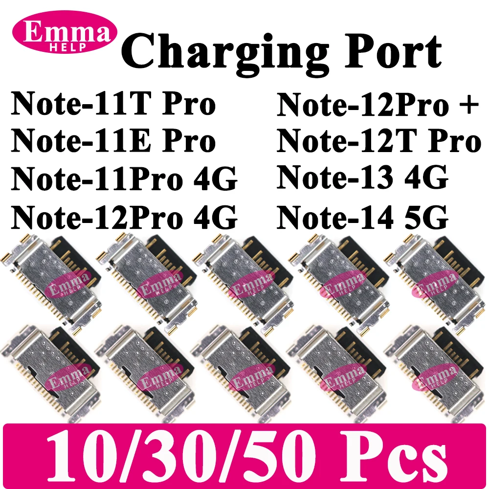 10-50Pcs USB Charging Port Connector For Xiaomi Redmi Note 11T 11E 12 13 Pro 4G Note 12T Pro Note 14 5G Charger Dock Jack Plug