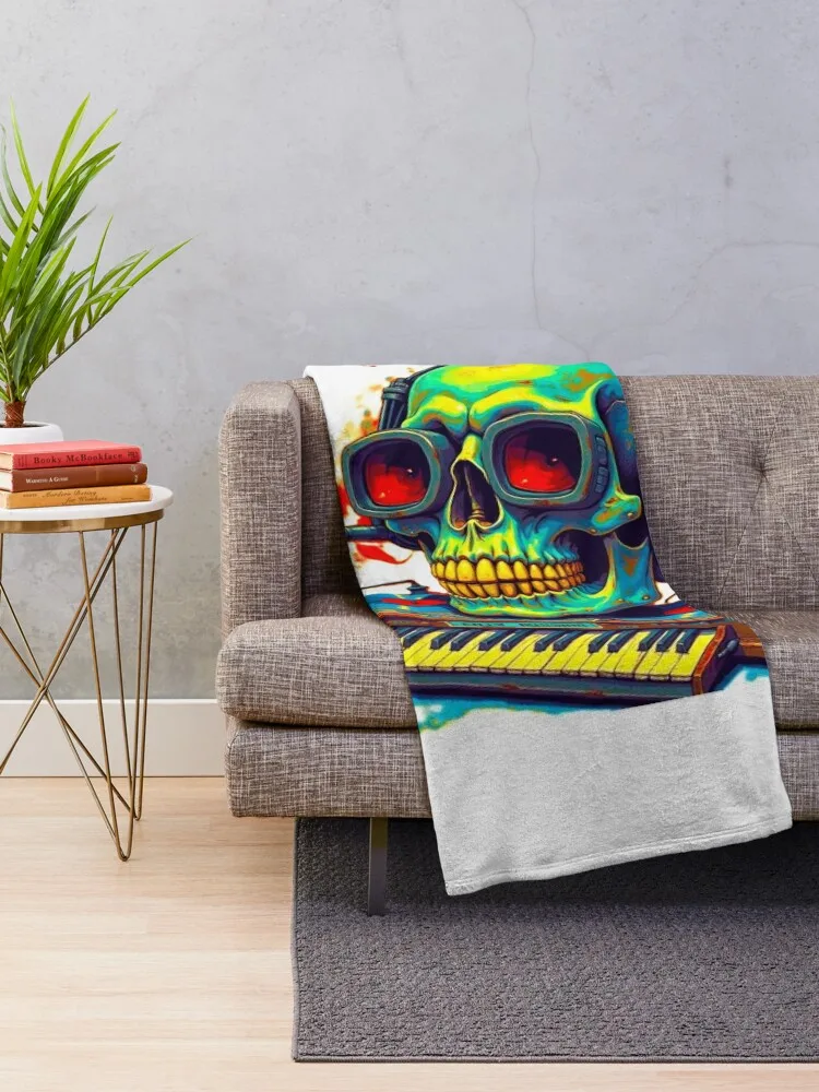 DJ Headphones Skull Colour Summer Vibe Throw Blanket Luxury Thicken Kid'S Loose Blankets