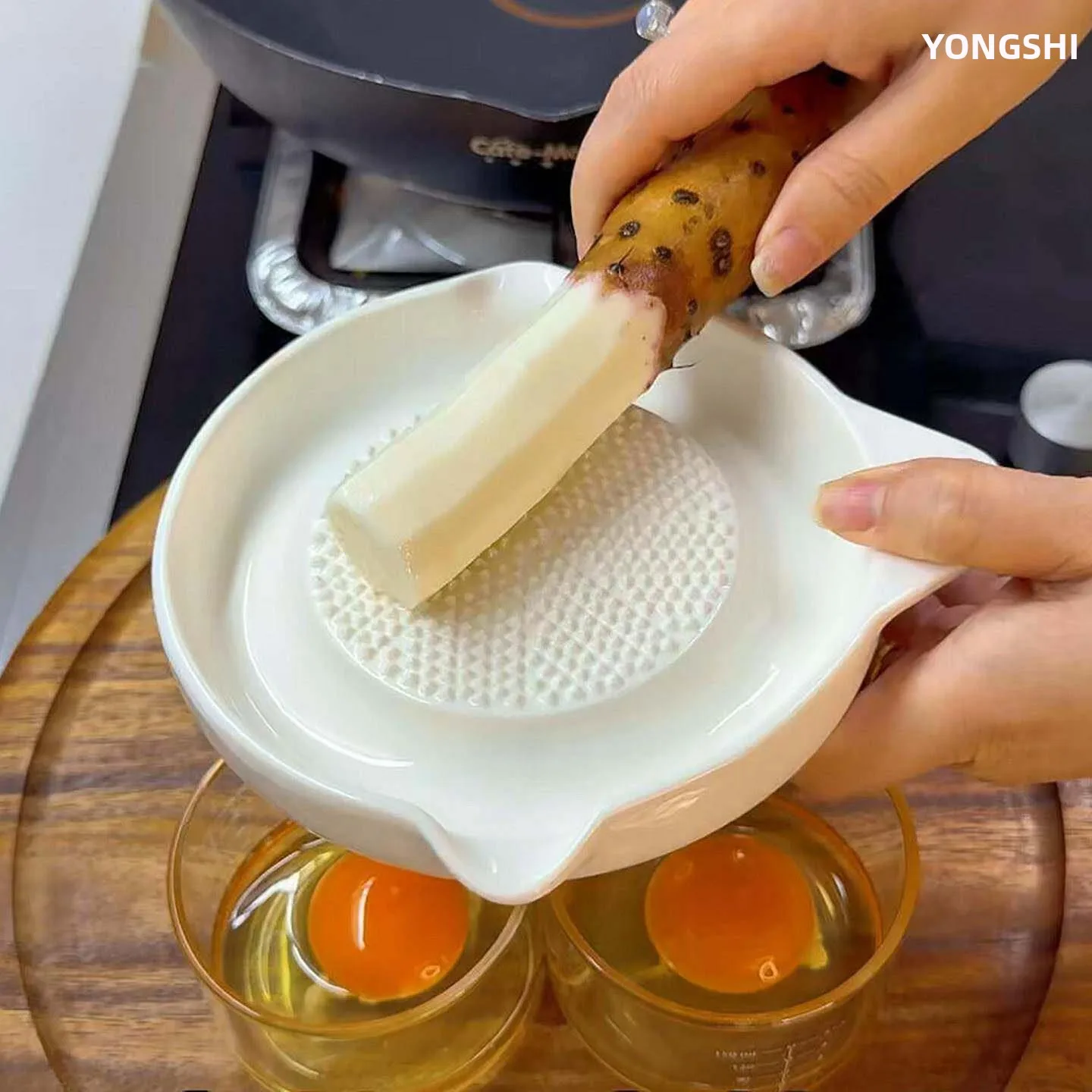 Ceramic Grinding Bowl Manual Kitchen Tool for Garlic Paste Yam Powder Hand Operated Mud Foam Ginger Grinding Device