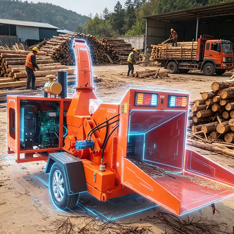 Customized Wood Chipper 6 Inch Max Log Cutter 21HP Heavy Duty Industrial Shredder Machine for Forestry Wood Waste Recycling