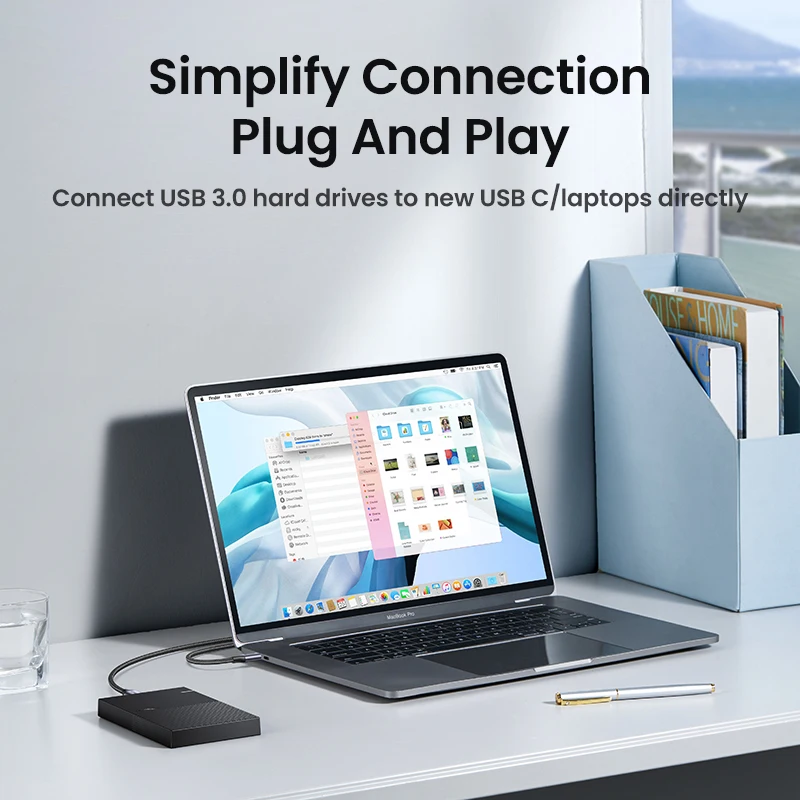 Ugreen-USB C to Micro B 3.0 케이블 5Gbps 3A 맥북 하드 드라이브 디스크 용 고속 데이터 동기화 코드, HDD SSD 케이스 USB c타입 마이크로 B 케이블