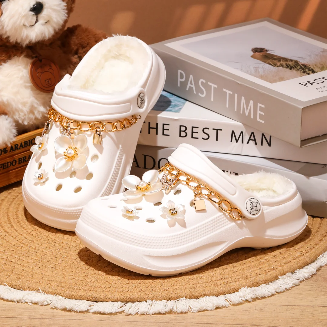 Kinder-Clogs und -Mules mit Fellfutter, leichte Garten-Schuhe mit Baumwollfutter, warme Hausschuhe für Jungen, Mädchen und Kleinkinder, 168. – Detail 2