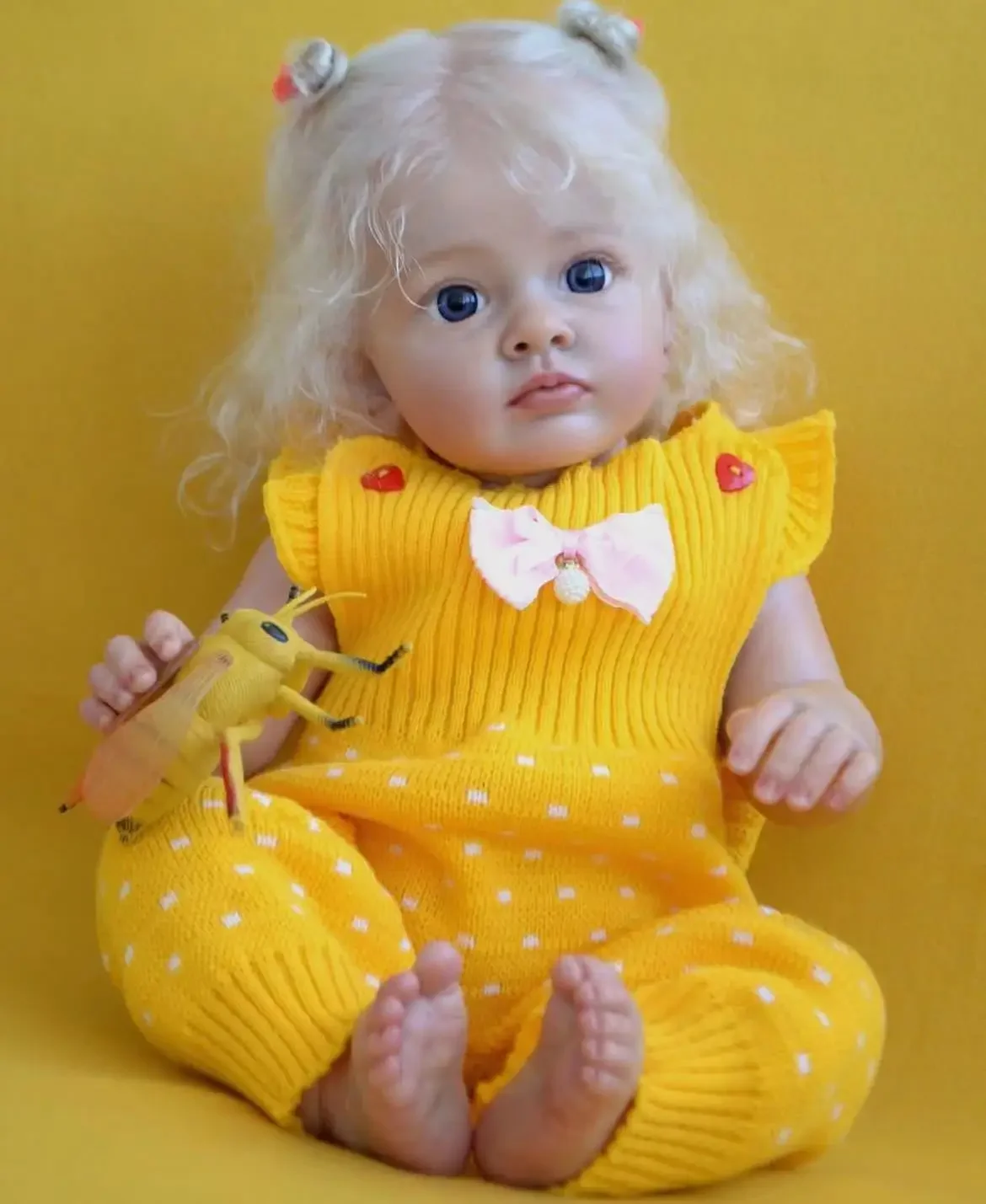 SINO-BB Maßgeschneiderte limitierte Versorgung 24 Zoll Reborn Baby Tutti mit handverwurzelten langen weißen Haaren, bereits fertige Puppe, Weihnachtsgeschenk