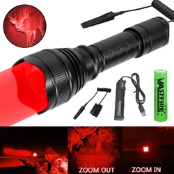 Linterna de caza T21 de 500 yardas, linterna profesional con Zoom verde/rojo/blanco, recargable por USB, 1 modo, Hog Predator, Varmint