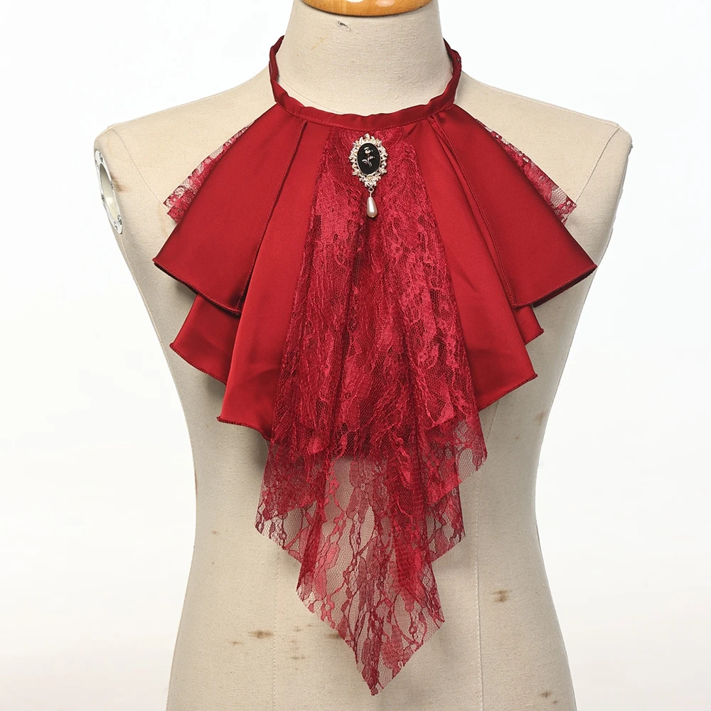 الفيكتوري Steampunk طوق كشكش الاستعماري الدانتيل Jabot ربطة العنق لوليتا التبعي