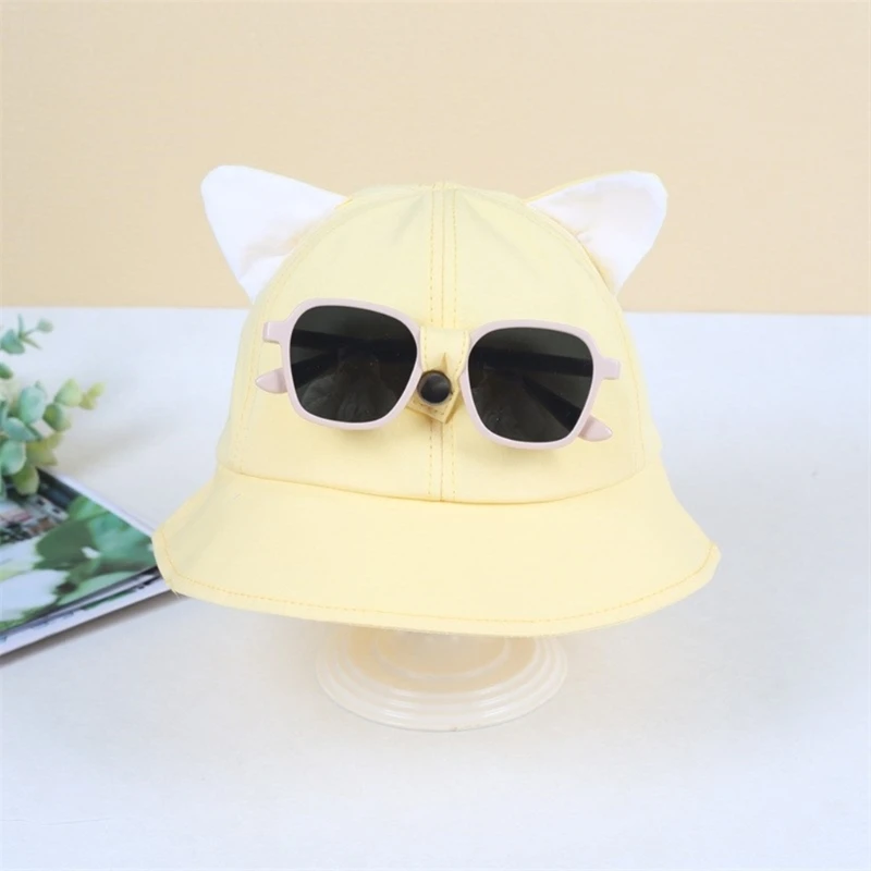 Kids Bucket Hat Baby Glasses Caps Wide Brimmed Trend Boy Girls Fisherman Hat Fashion Headwear for Child1-5 Year