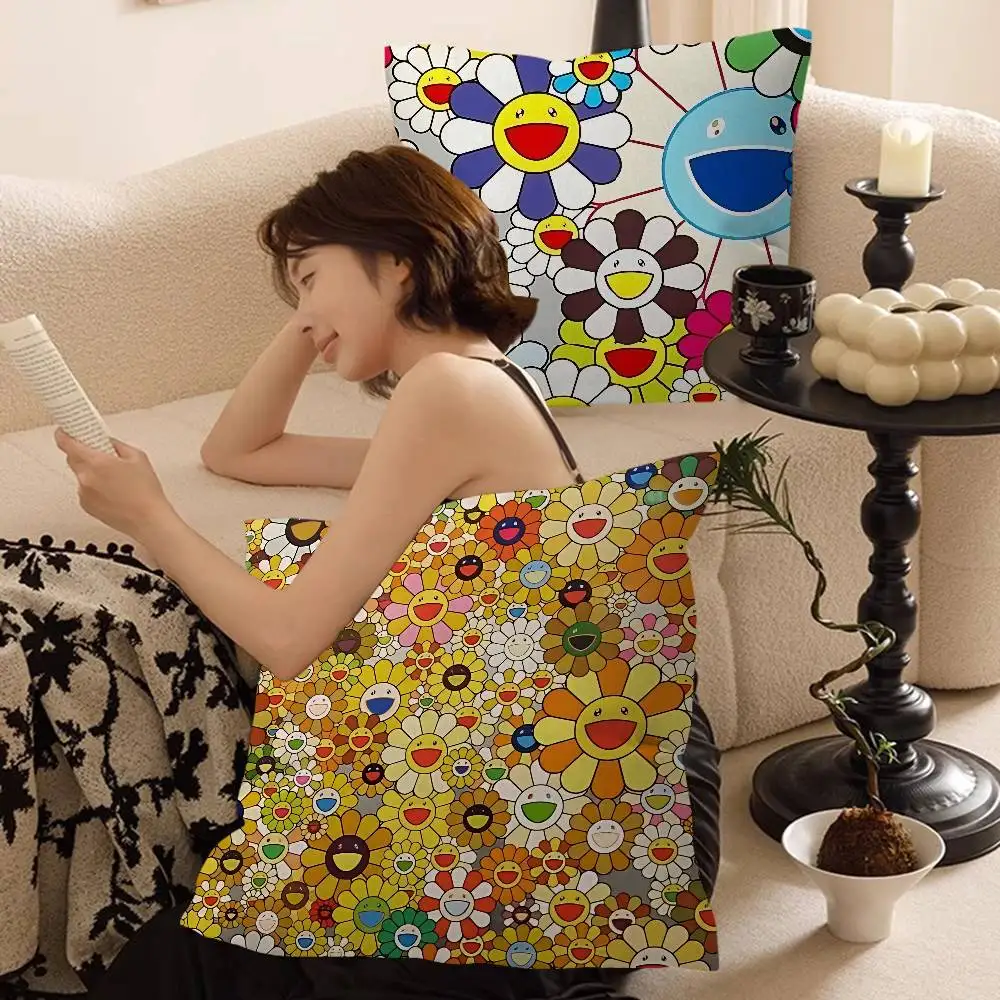 Art T-Takashi M-Murakamis Pillow Anime Pillow Sofa Bed Head Pillow Cover Cushion Cover 45x45 cm Fashion