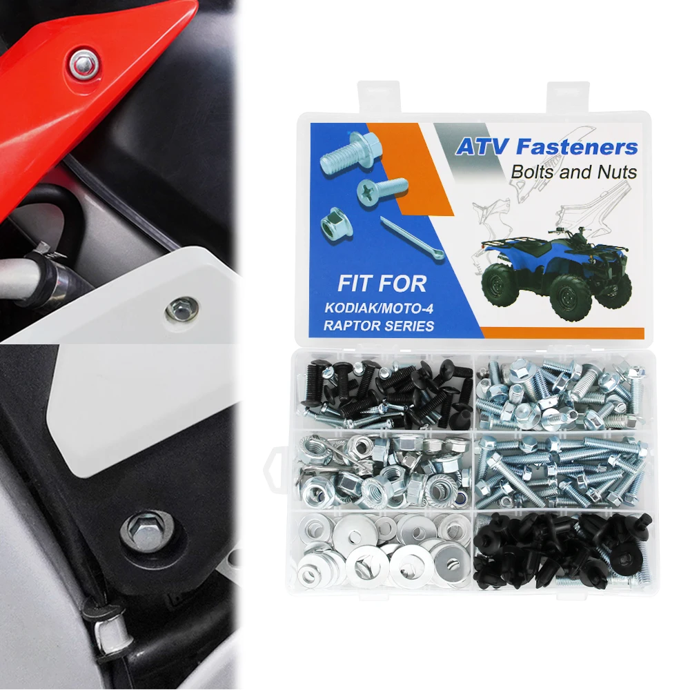 

200PCS ATV Bodywork Engine Plastics Frame Exhaust Bolts Kit Fit For Yamaha KODIAK 400 450 700 MOTO-4-YFM200 225 250 350 TRI-MOTO