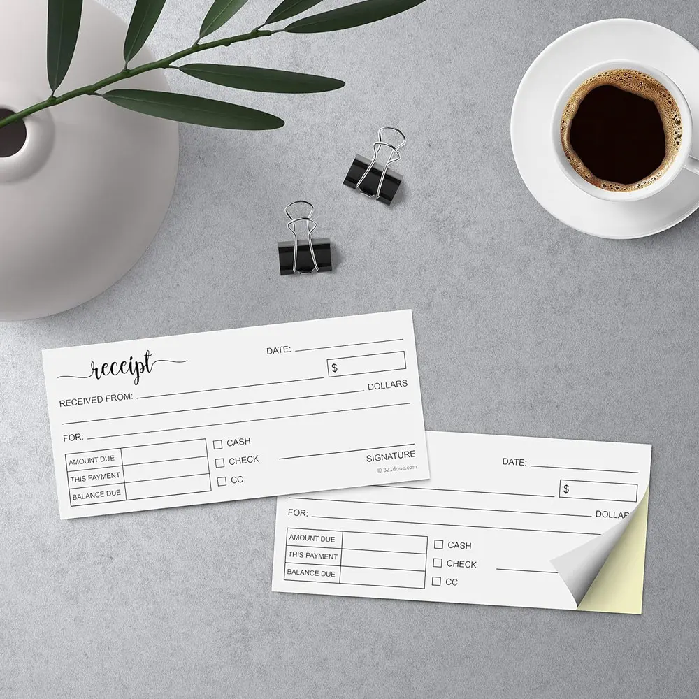 

2/4 Pack Carbonless Paper Receipt Books, 2.75x6 inches, White/Yellow 2-Section, Handheld Business Order Form (50 copies).