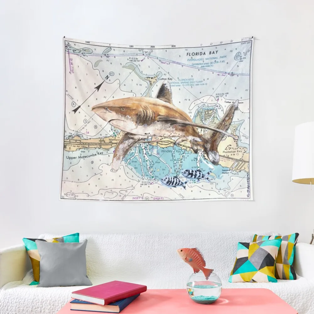 

Oceanic Whitetip painting Tapestry Nordic Home Decor Room Decorating Aesthetic Wallpaper Bedroom For Bedroom Tapestry