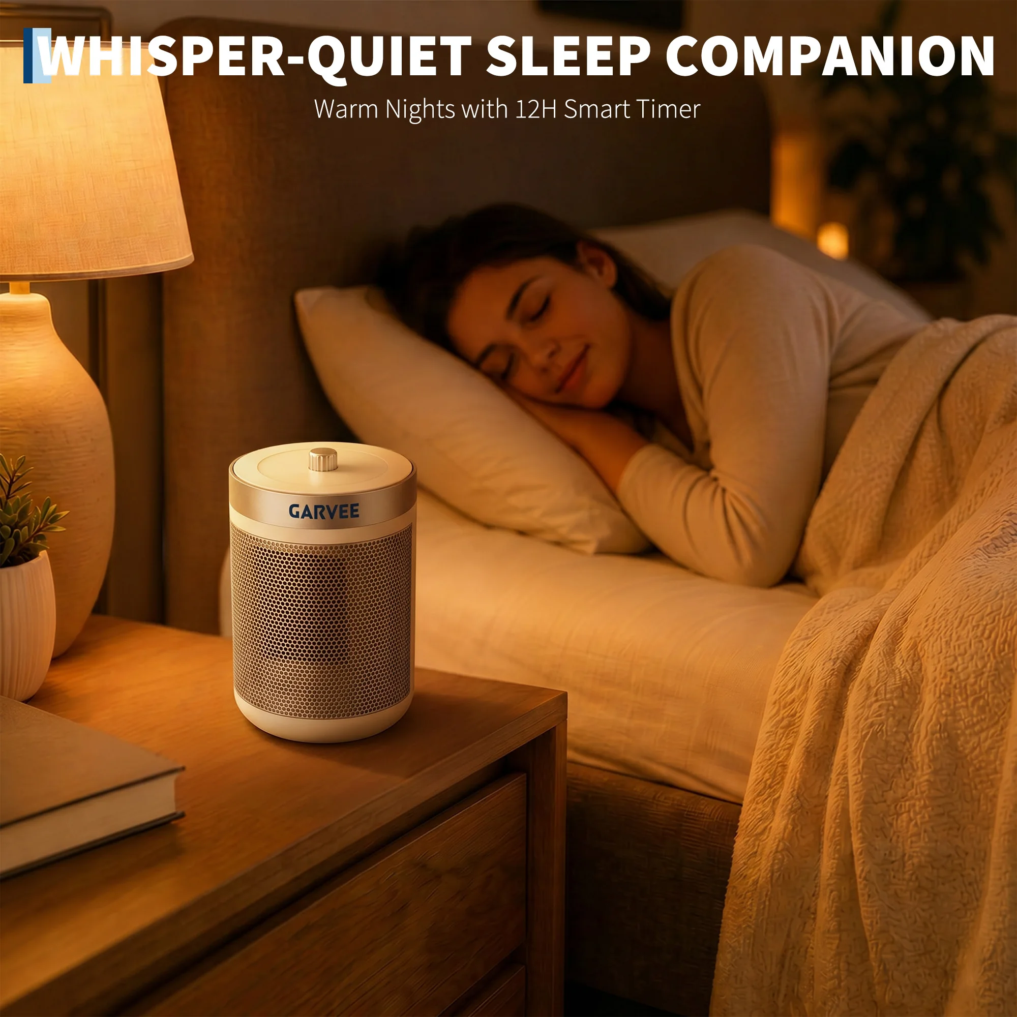 600W Ceramic Tower Heater Indoor Compact Quiet Space Heater with Adjustable Thermostat Overheat Tip-Over Protection