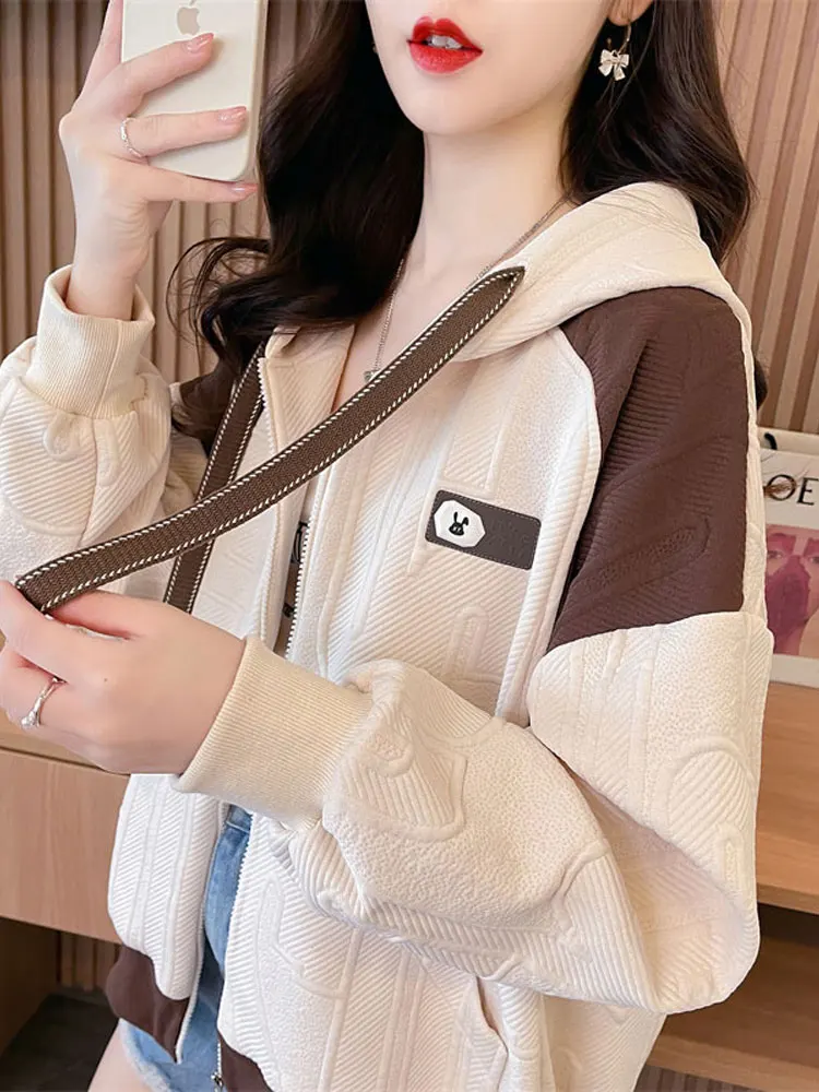 Giacche da baseball Hip Hop Donna con cappuccio Fibbia Foderata in pile Corto Popolare Varsity Morbido antispruzzo Boho Staccabile College Ladies