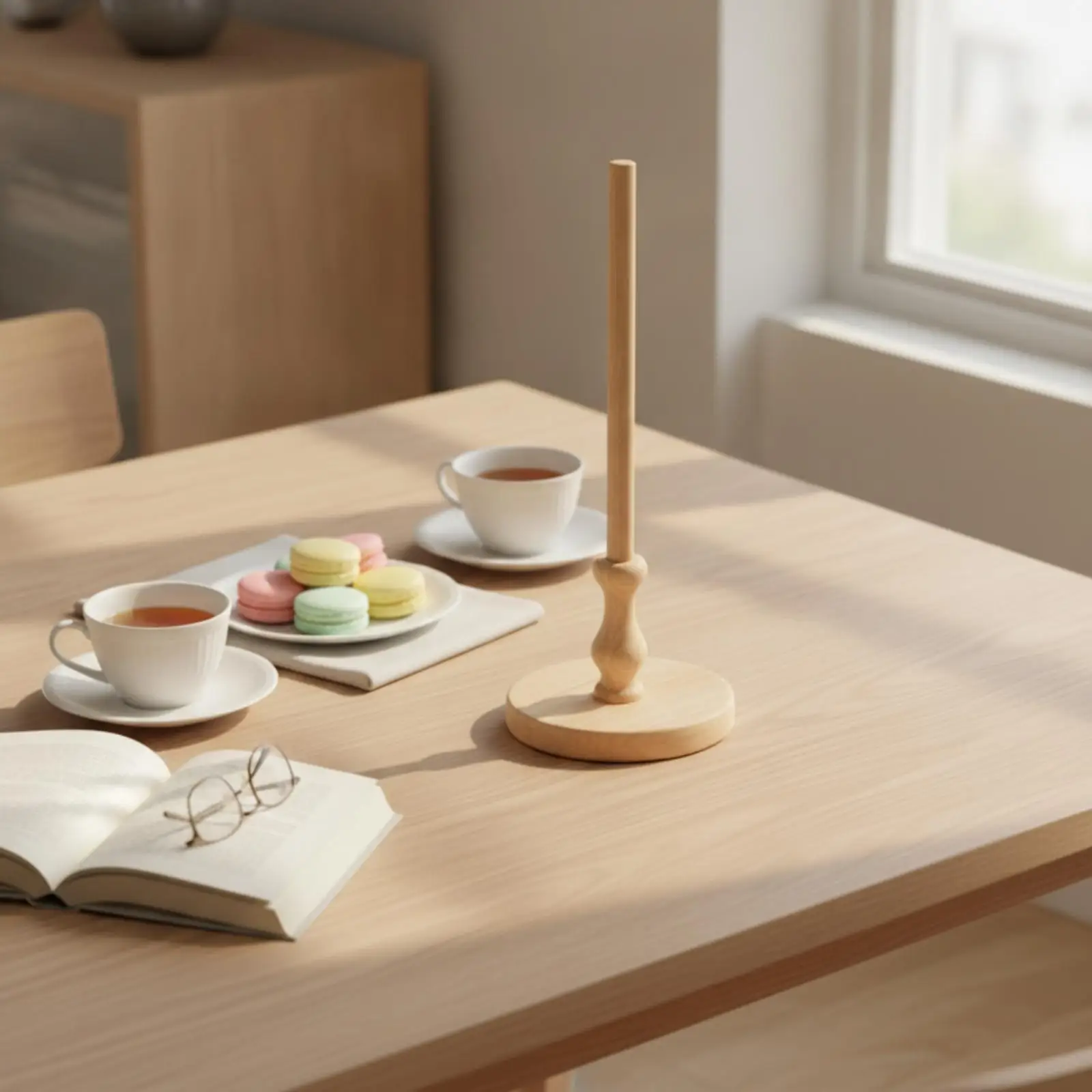 Wooden Dessert Display Stand Donut Stacking Holder Vertical Pastry Rack Round Base for Tea Tables