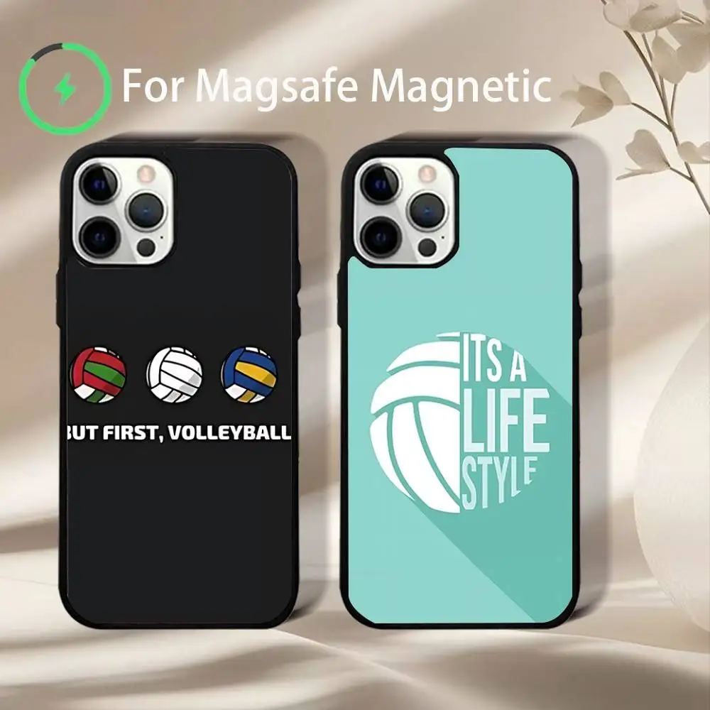

Чехол для телефона с волейбольной росписью для iPhone 17,16,15,14,13,12,11,Pro,Max,Plus,Mini,SE4,E с магнитной беспроводной зарядкой Magsafe