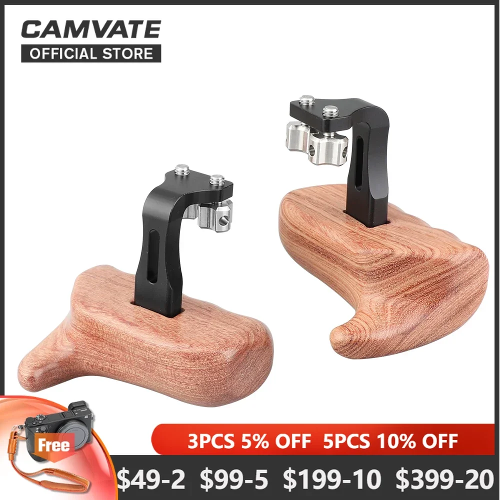 CAMVATE 2 Pieces Wooden Handgrips With 1/4