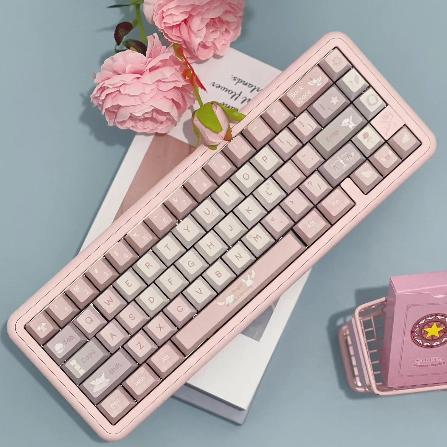 Wisteria Shuyuan theme keycap pbt hot sublimation original factory height small full set of mechanical keyboard