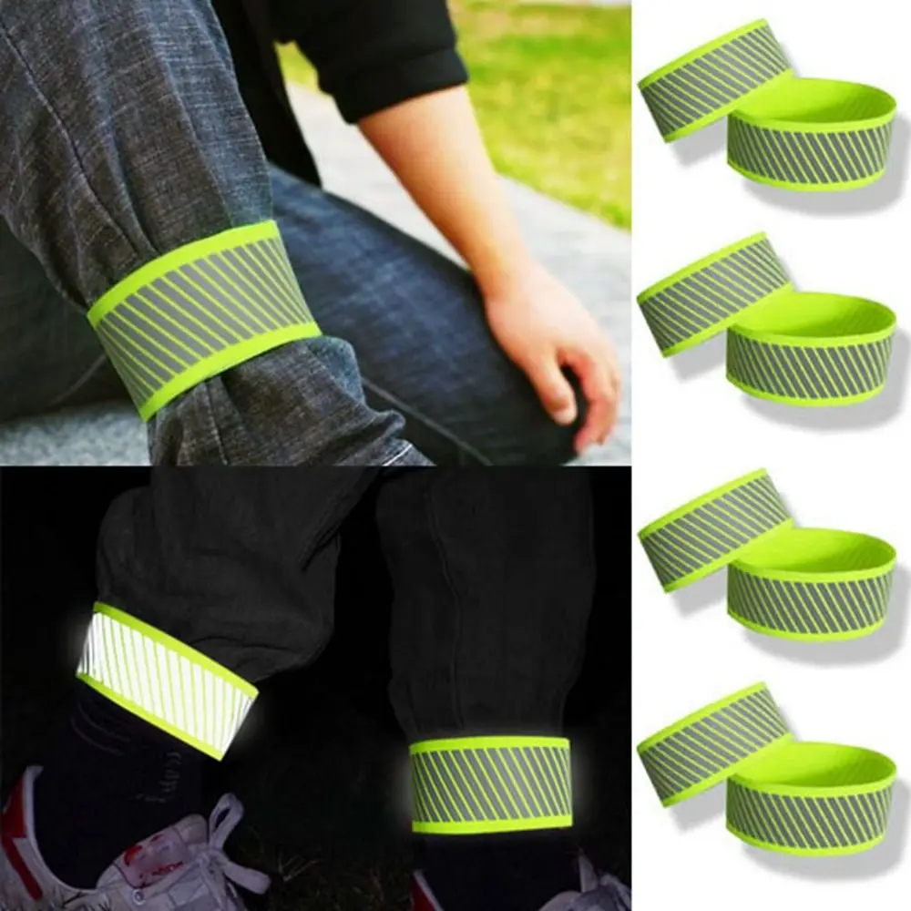 

1pc High Quality 56*4cm Running Fishing Wristband Green Outdoor Warning Wristband Pants Reflective Tape Outdoor Tool