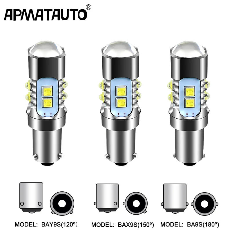 2 Stück 6000K BA9S LED-Birne BAX9S H21W BAY9S LED 12V H6W H5W LED für Auto-Nebelschlussleuchte Weiß Auto-Rückfahrscheinwerfer