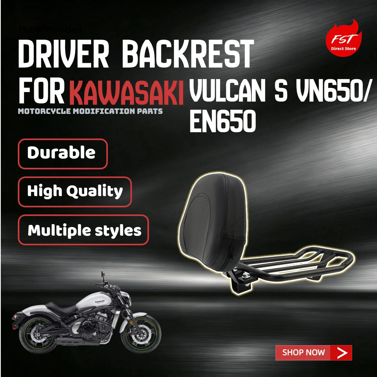 For Kawasaki Vulcan S VN650 EN650 2015‑2023 Driver Backrest With Rear Luggage Rack Modification Parts
