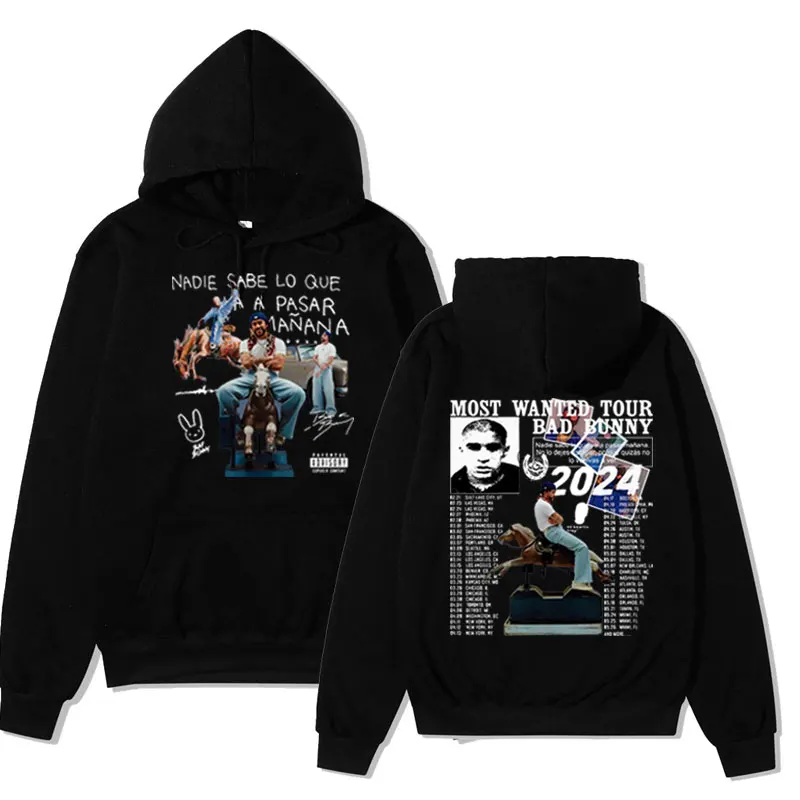 

Hip Hop Bad Bunny New Album Cover Nadie Sabe Loque Va A Pasar Manana Graphic Print Hoodie Oversized Long-sleeved Sweatshirt Men