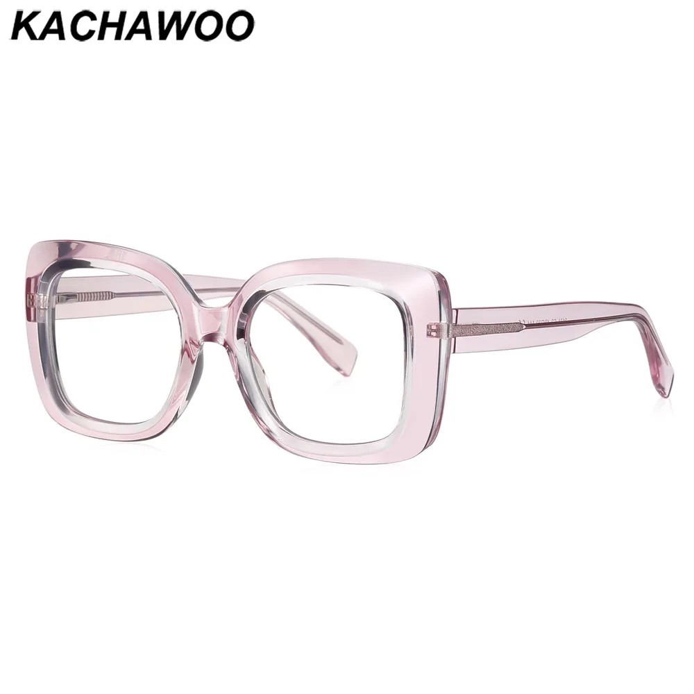 Kachawoo square glasses blue light filter female pink green blue TR90 acetate fashion eyeglasses frame for women European style