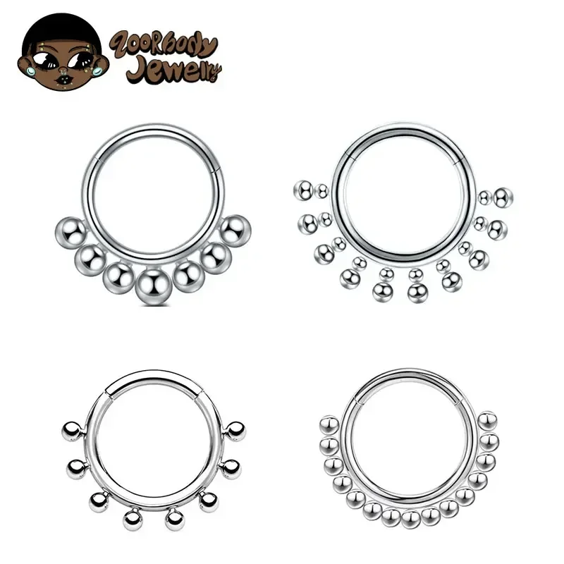 ASTM F136 Titanium Antiallergic Septum Piercing Nose Ring Tragus Cartilage Earring Lip Stud Clicker Hoop Body Jewelry 16G