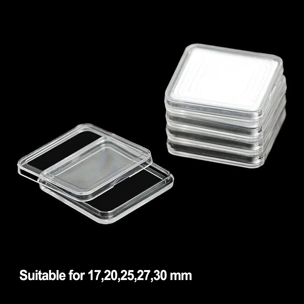 50pcs Storage Box Coin Capsule Case Container Square Jewelry Storage Box Container Desktop Decoration 17/20/25/27/30mm