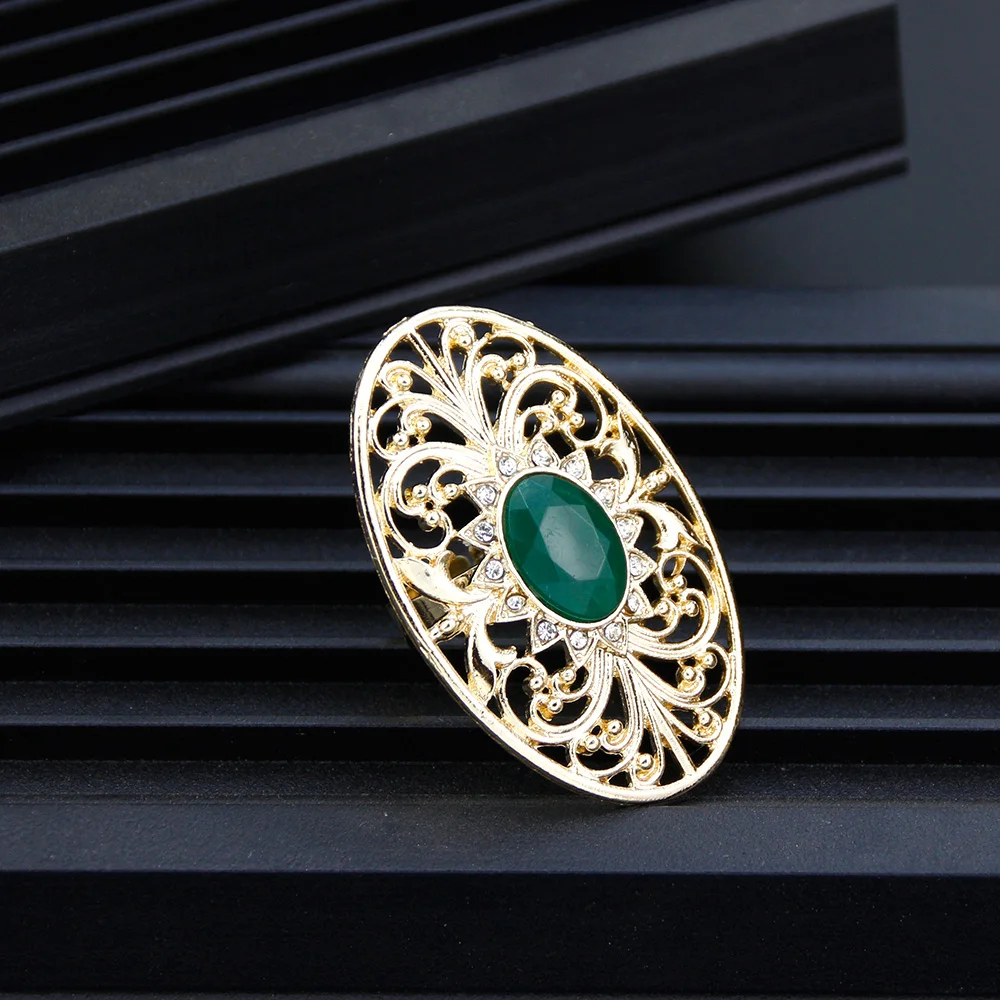 Sunspicems Chic Algeria Morocco Ring Oval Hollow Arabesque Arabic Ring 18k Gold Color Adjustable Anillos Bride Wedding Jewelry