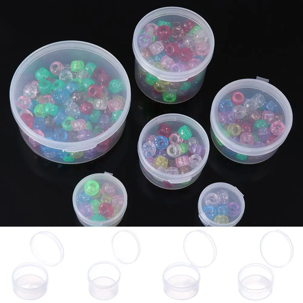 Plastic Round Hardware Case Beads Container Jewelry Organizer Case Small Storage Box Pill Chip Box