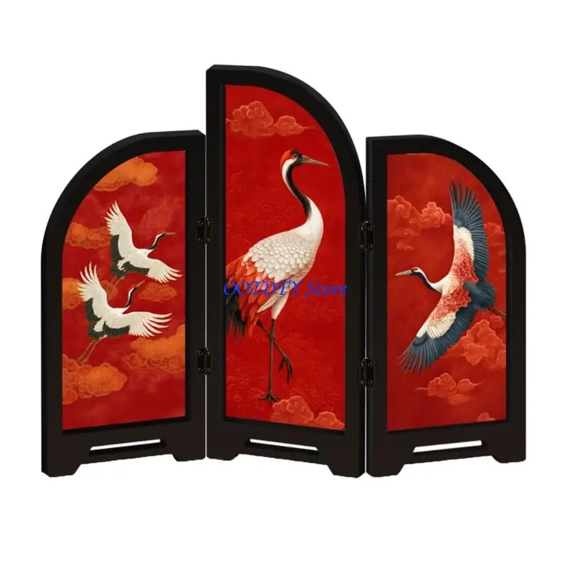 367A Decorative Table Screen Table Ornament 3 Panel Divider Desktop Folding Screen
