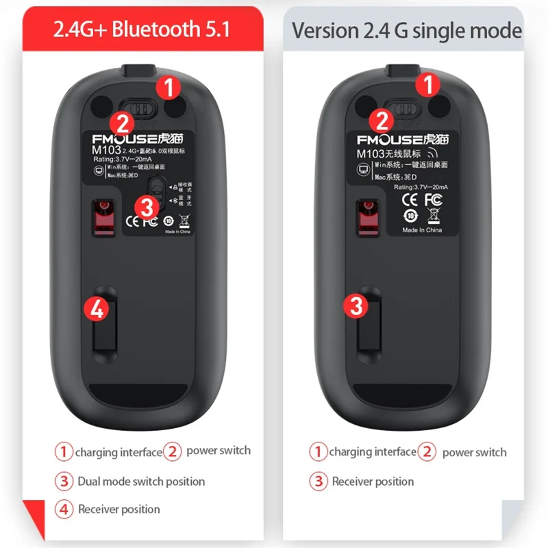 Type-C Wireless Mouse Computer Bluetooth Mouse Silent PC Mause Rechargeable Ergonomic Mouse 2.4G USB Optical Mice For Laptop PC