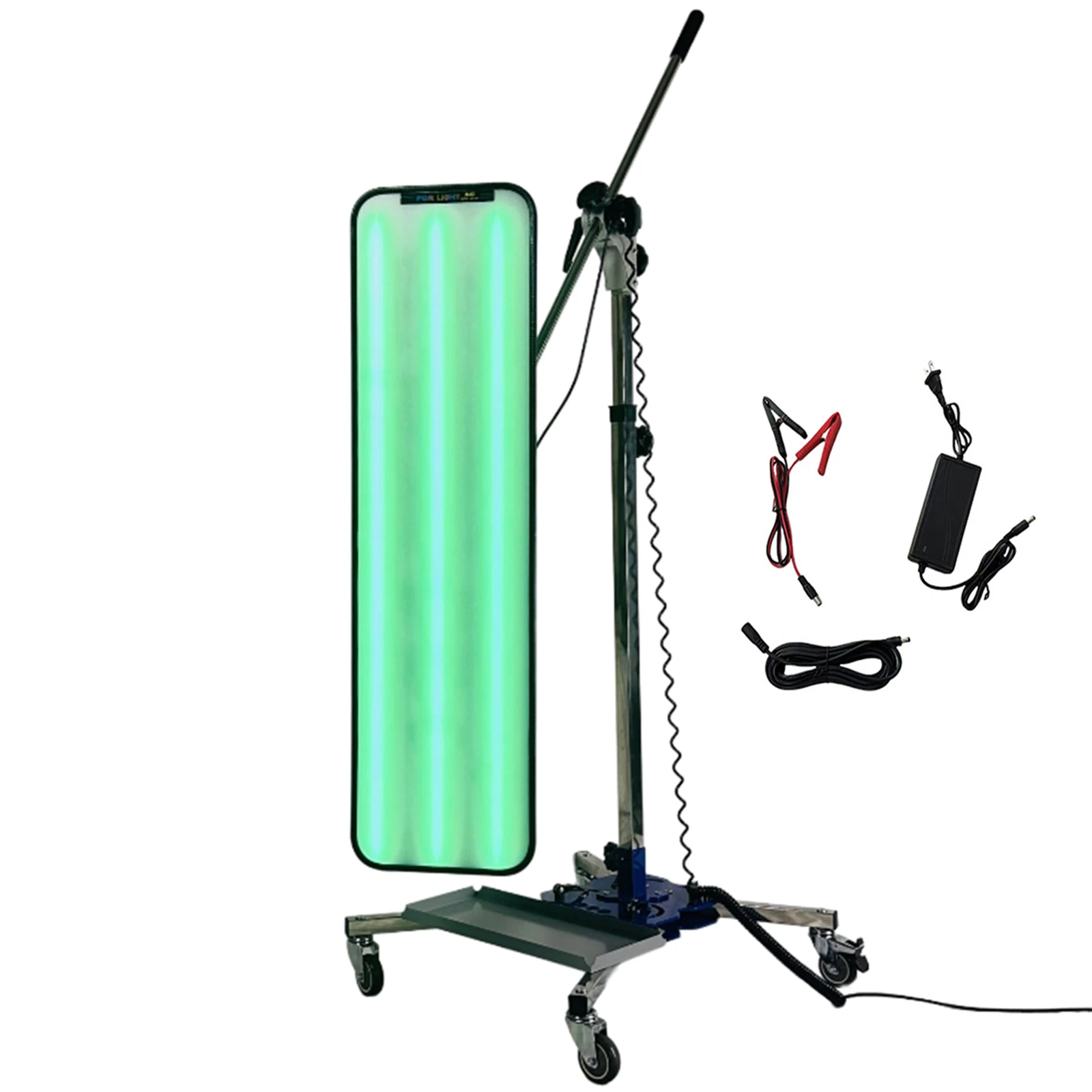 Professional Green Light PDR Paintless Dent Repair Leveling Lamp Stand, with a Freely Adjustable Shelf Light, Portable Storage