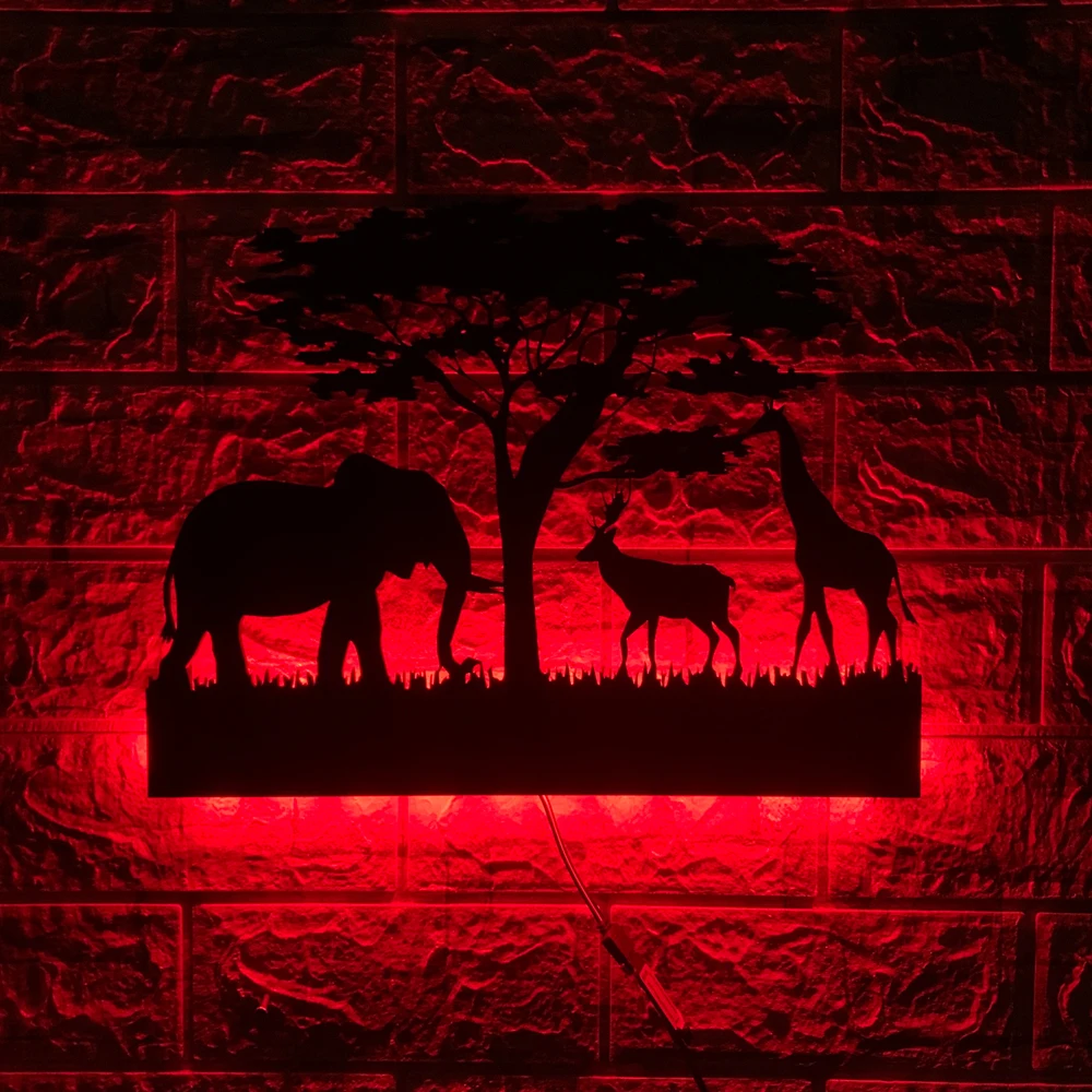 Lámpara de pared LED creativa ZK50, decoración del hogar, Fondo de cabecera, elefante, bosque, luz nocturna, Control remoto USB, 6 colores