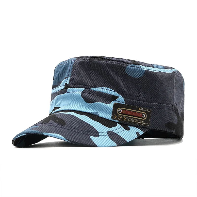 Simple Vintage Flat Top Men Washed Cap For Male Baseball Cap Summer Spring Men's camouflage Sun Protection Military Cap